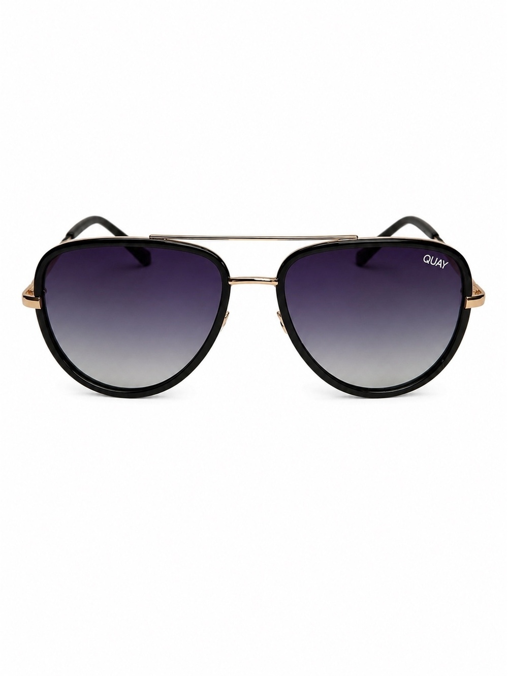Quay Australia All In Black & Rose Gold Aviator Style Sunglasses